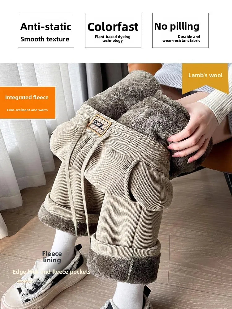 Thiened Fce Lined Narrow Cut Corduroy Wide