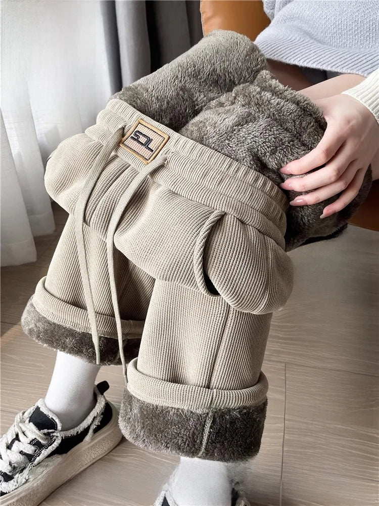 Thiened Fce Lined Narrow Cut Corduroy Wide