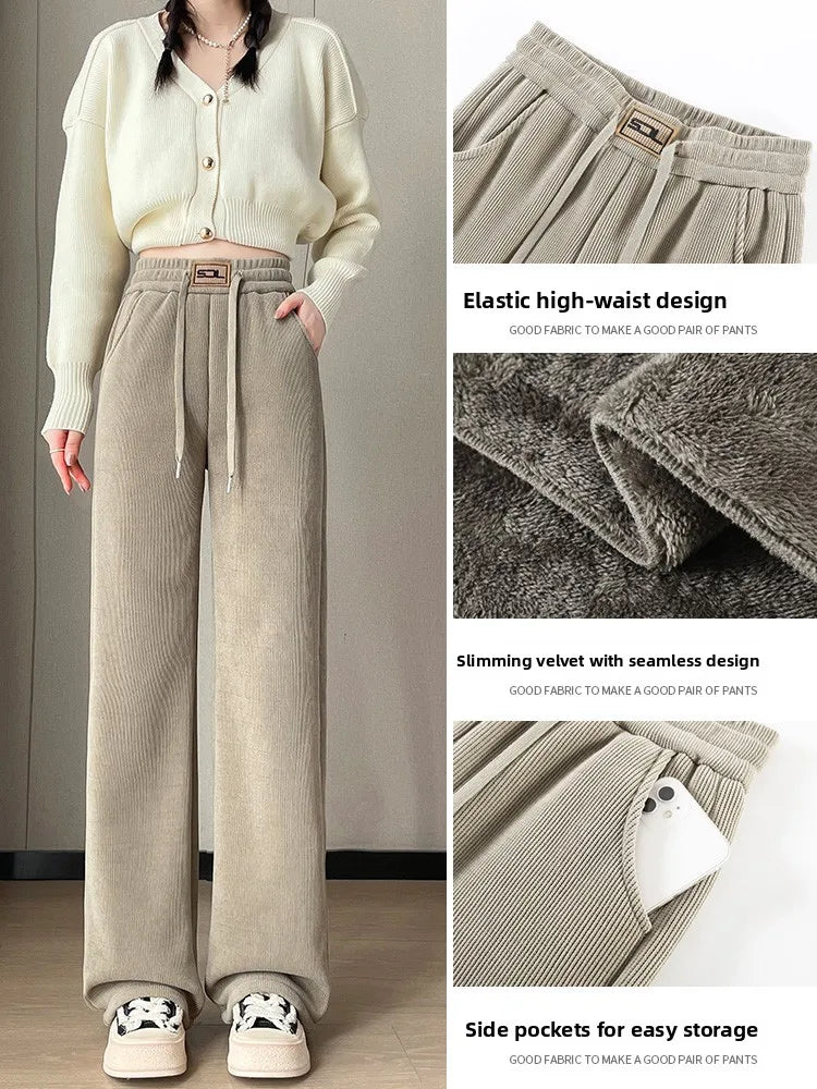 Thiened Fce Lined Narrow Cut Corduroy Wide